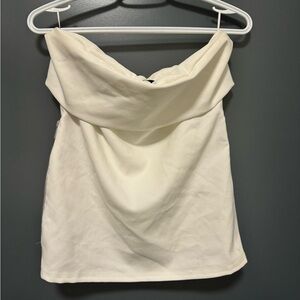 Zara white tube top with foldover detail size L